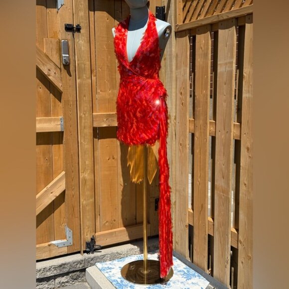 🆕 MISHA COLLECTION 🧿 NWOT Red Sapphire Sequins Mini Dress, Sz XXS - Sz US 0 - Picture 2 of 15